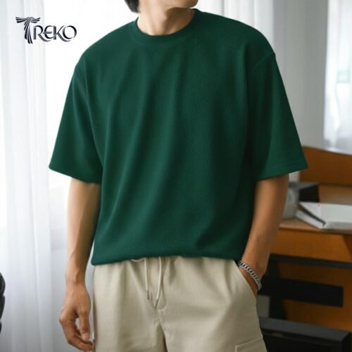 Alternative view of OVERSIZED DROP SHOULDER T-SHIRT - BOTTLE GREEN