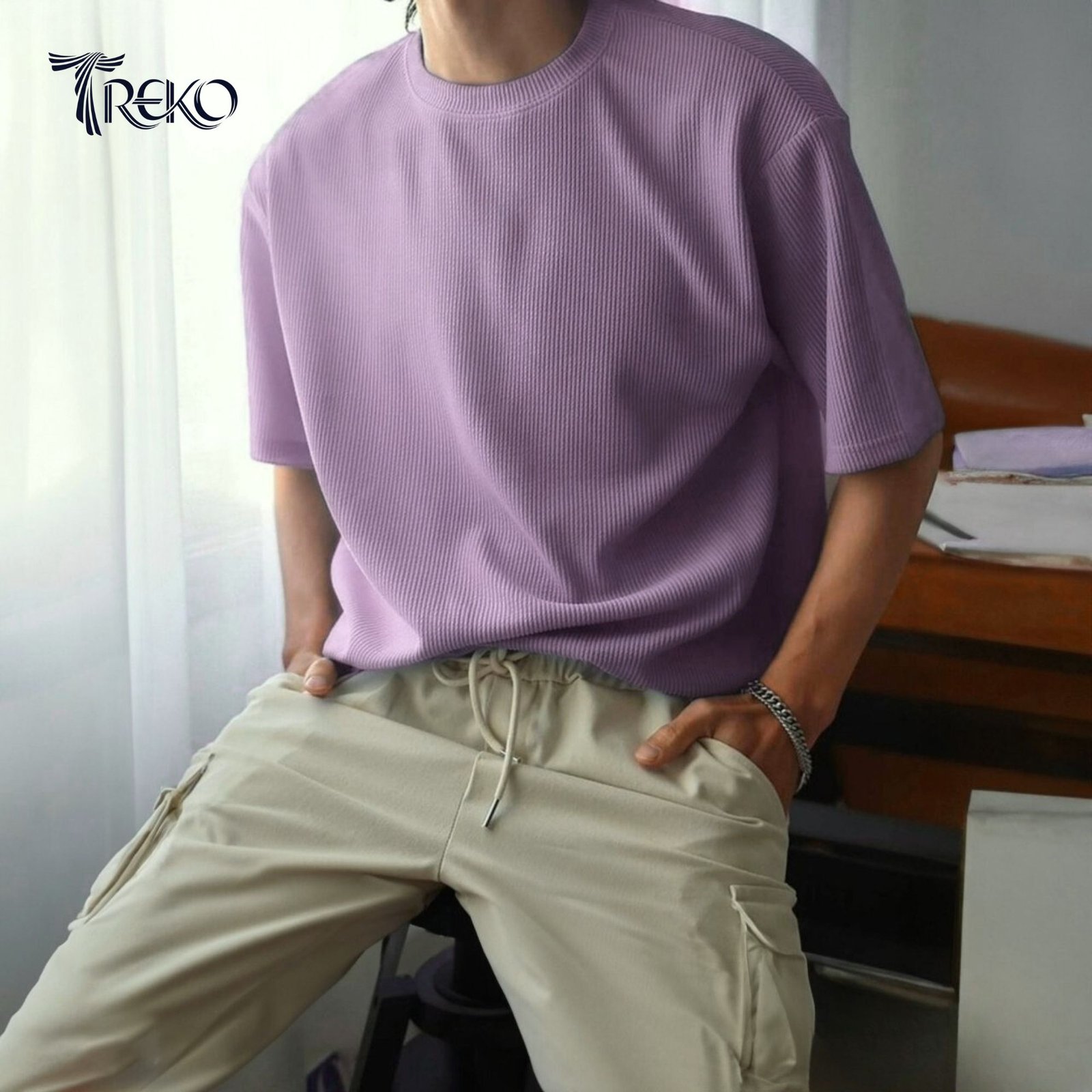RIB SET - LAVENDER & NAVY BLUE - Image 2