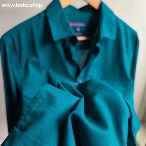 Solid Cotton Casual Shirt - Petrol blue - Image 3