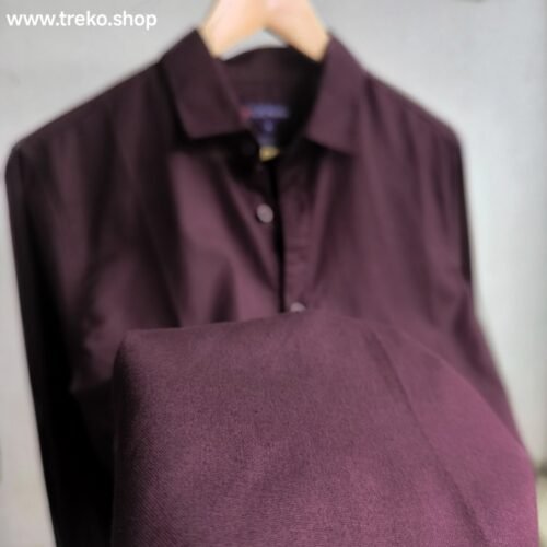 Solid Cotton Casual Shirt - Coffee - Image 3
