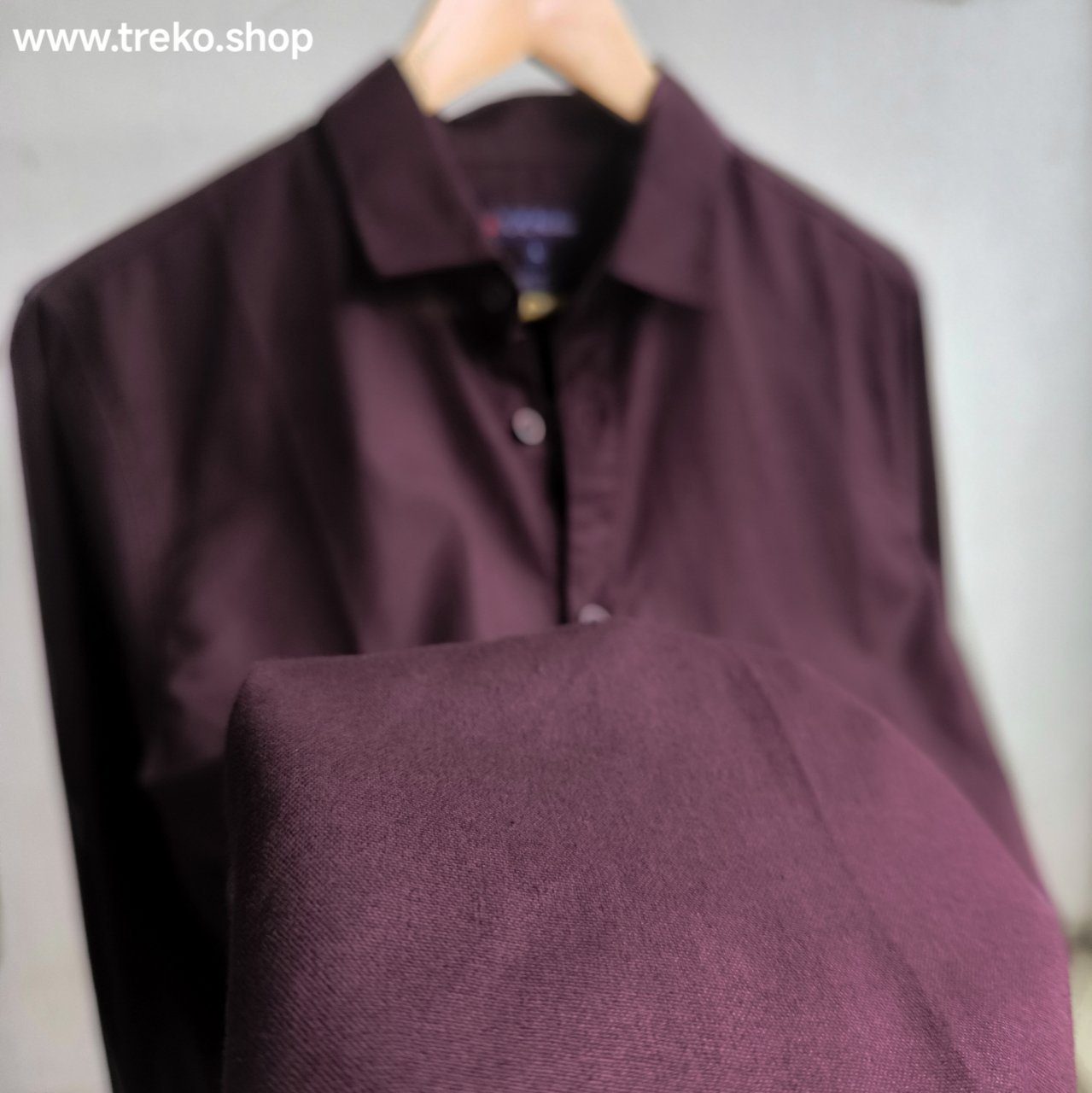 Solid Cotton Casual Shirt - Coffee - Image 3