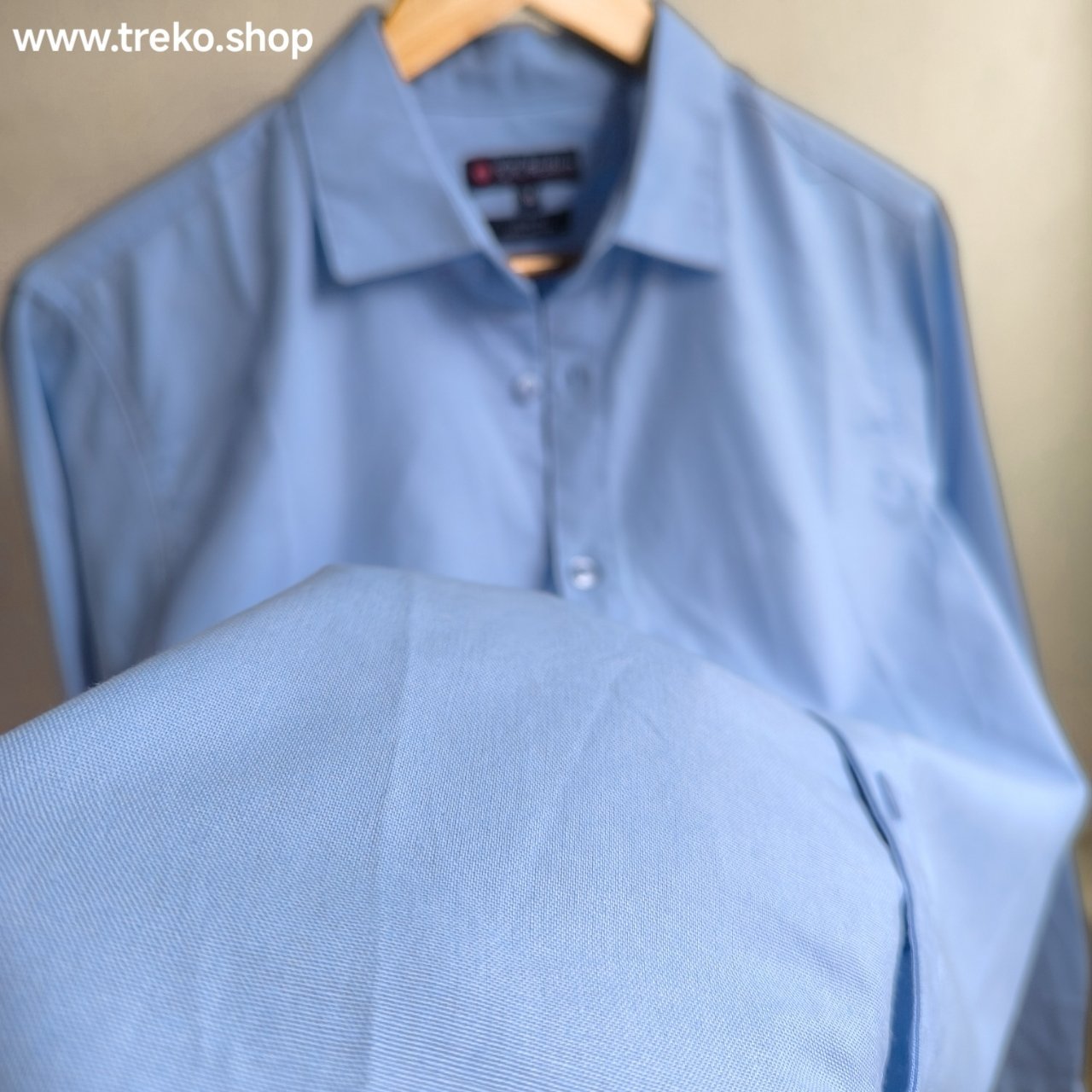 Solid Cotton Casual Shirt - Sky blue - Image 3