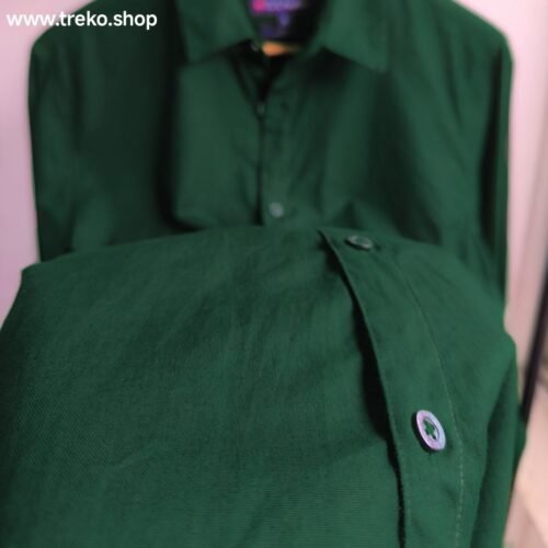 Solid Cotton Casual Shirt - Bottle Green - Image 3