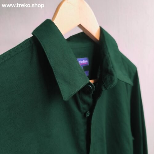 Solid Cotton Casual Shirt - Bottle Green - Image 2