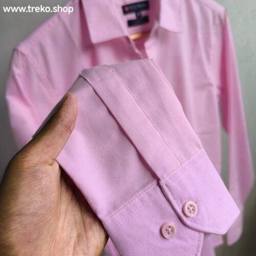 Solid Cotton Casual Shirt - Baby Pink - Image 4