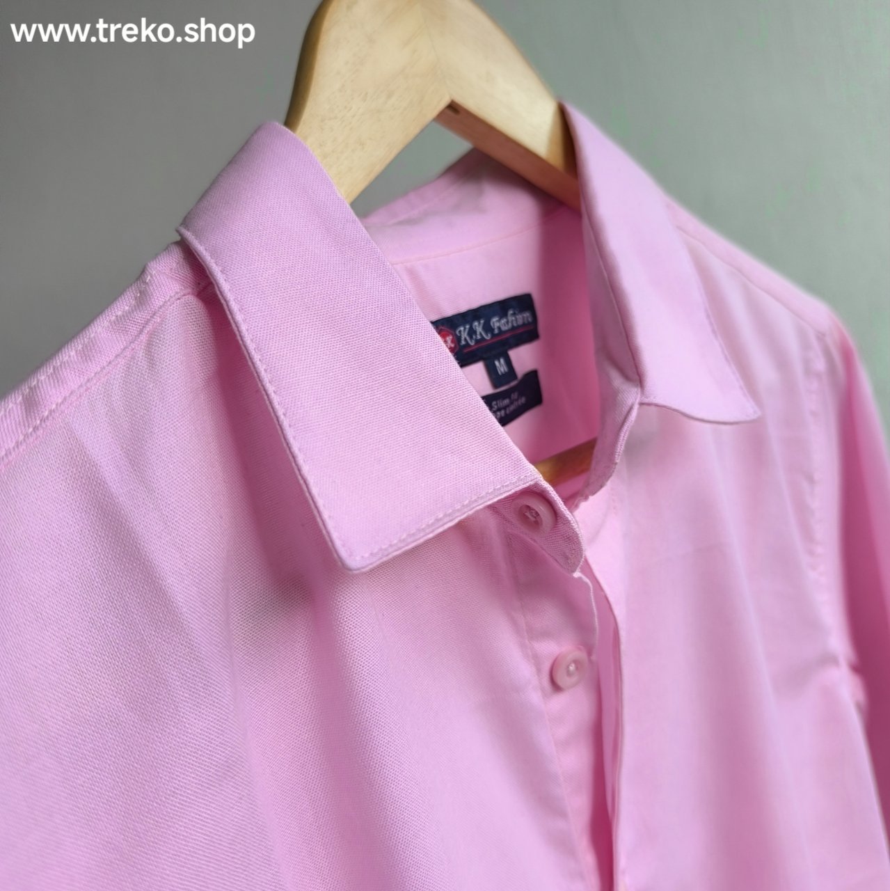 Solid Cotton Casual Shirt - Baby Pink - Image 2