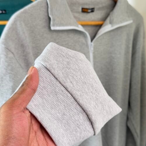 Ribbed half Zip Pullover – Ash - Image 2
