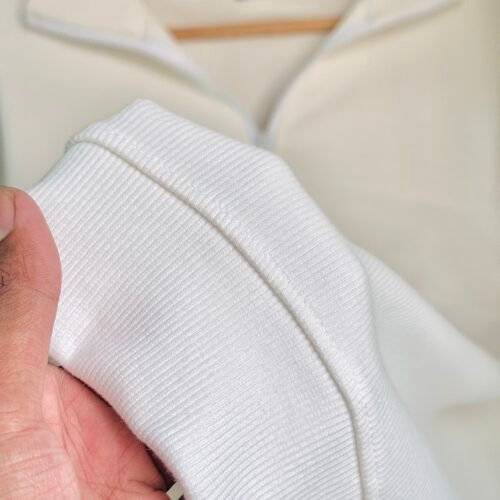 Ribbed half Zip Pullover – White - Image 3