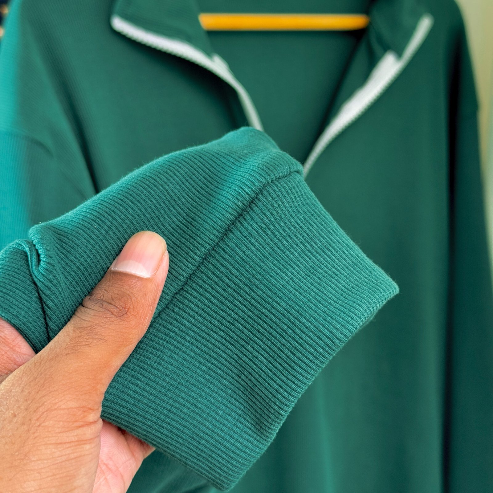 Ribbed half Zip Pullover – Green - Image 2
