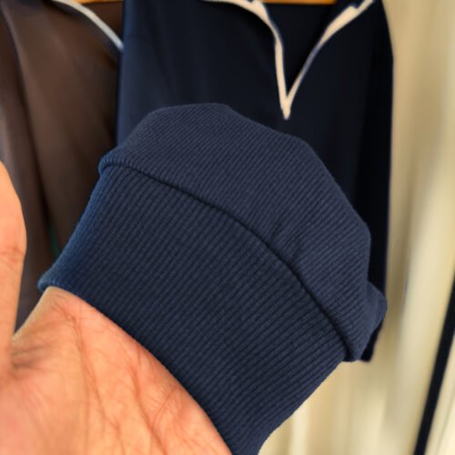 Ribbed half Zip Pullover – Navy Blue - Image 2