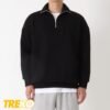 Ribbed half Zip Pullover – Black