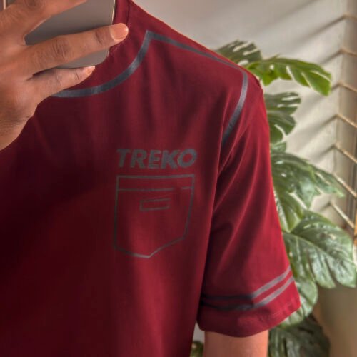 Pocket Printed Oversized T-shirt - Maroon - Image 2