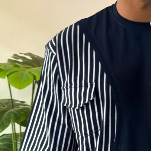 Alternative view of Stripe pocket Oversized T-shirt - Navy blue