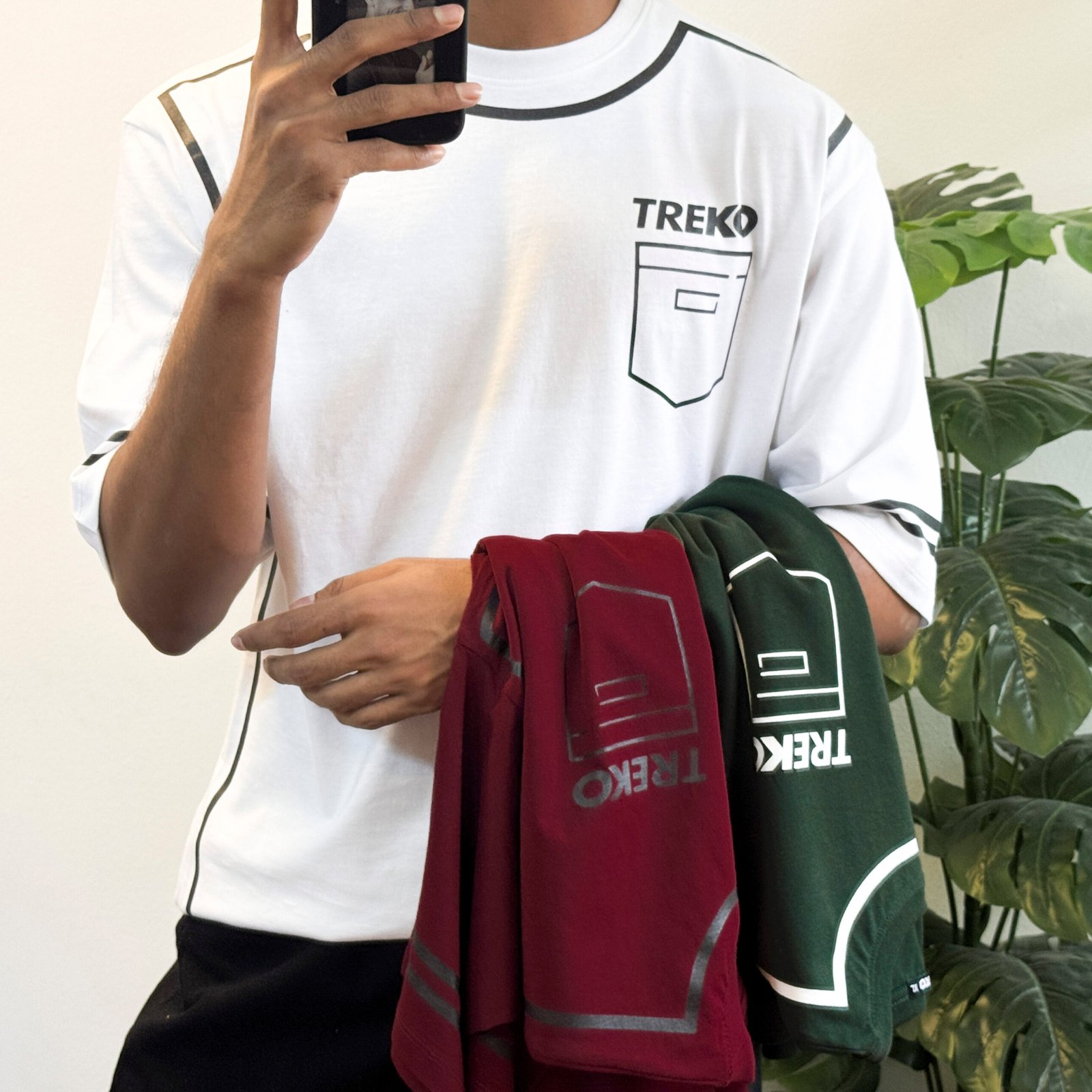 Pocket Printed Oversized T-shirt - Maroon - Image 3