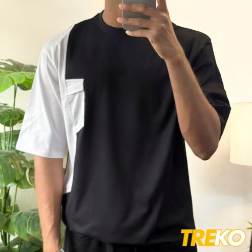 Alternative view of Contrast Oversized T-shirt - Black
