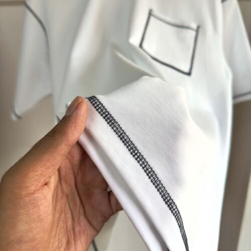 Contrast Stitch Oversized Drop Shoulder T-shirt - White - Image 3