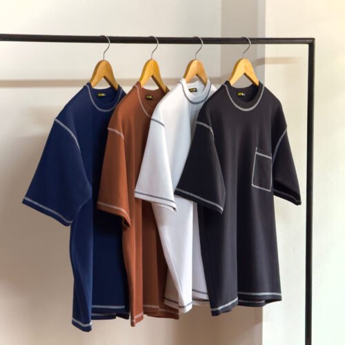 Contrast Stitch Oversized Drop Shoulder T-shirt - Black - Image 4