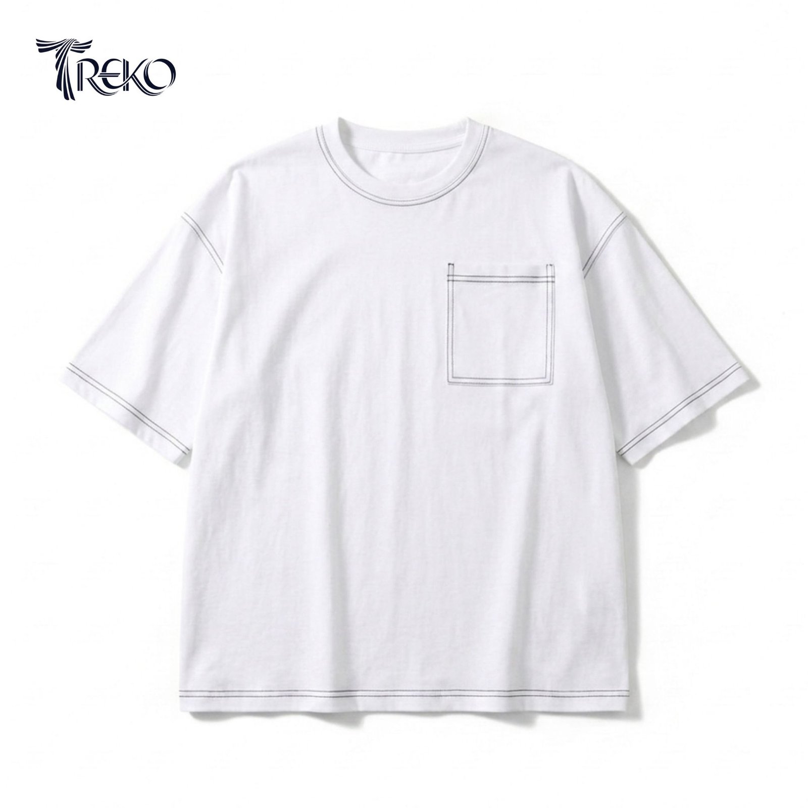 Contrast Stitch Oversized Drop Shoulder T-shirt - White