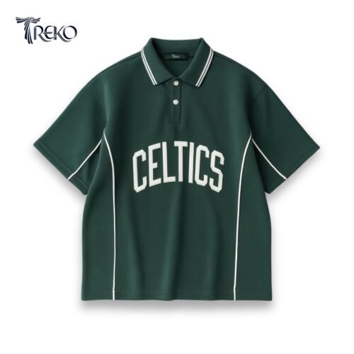 CELTICS TERRY COTTON CROPPED POLO