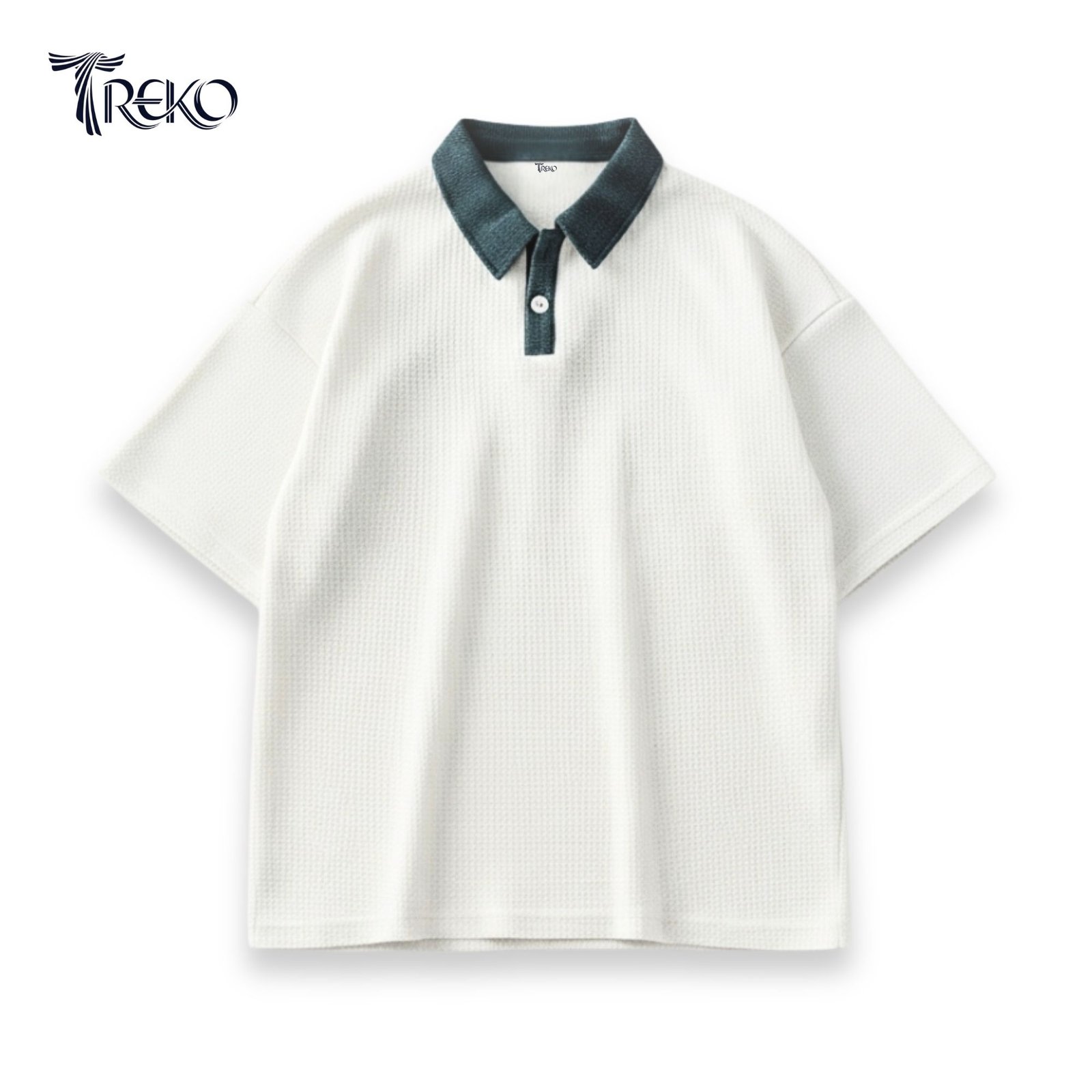 OVERSIZED WAFFLE POLO WHITE