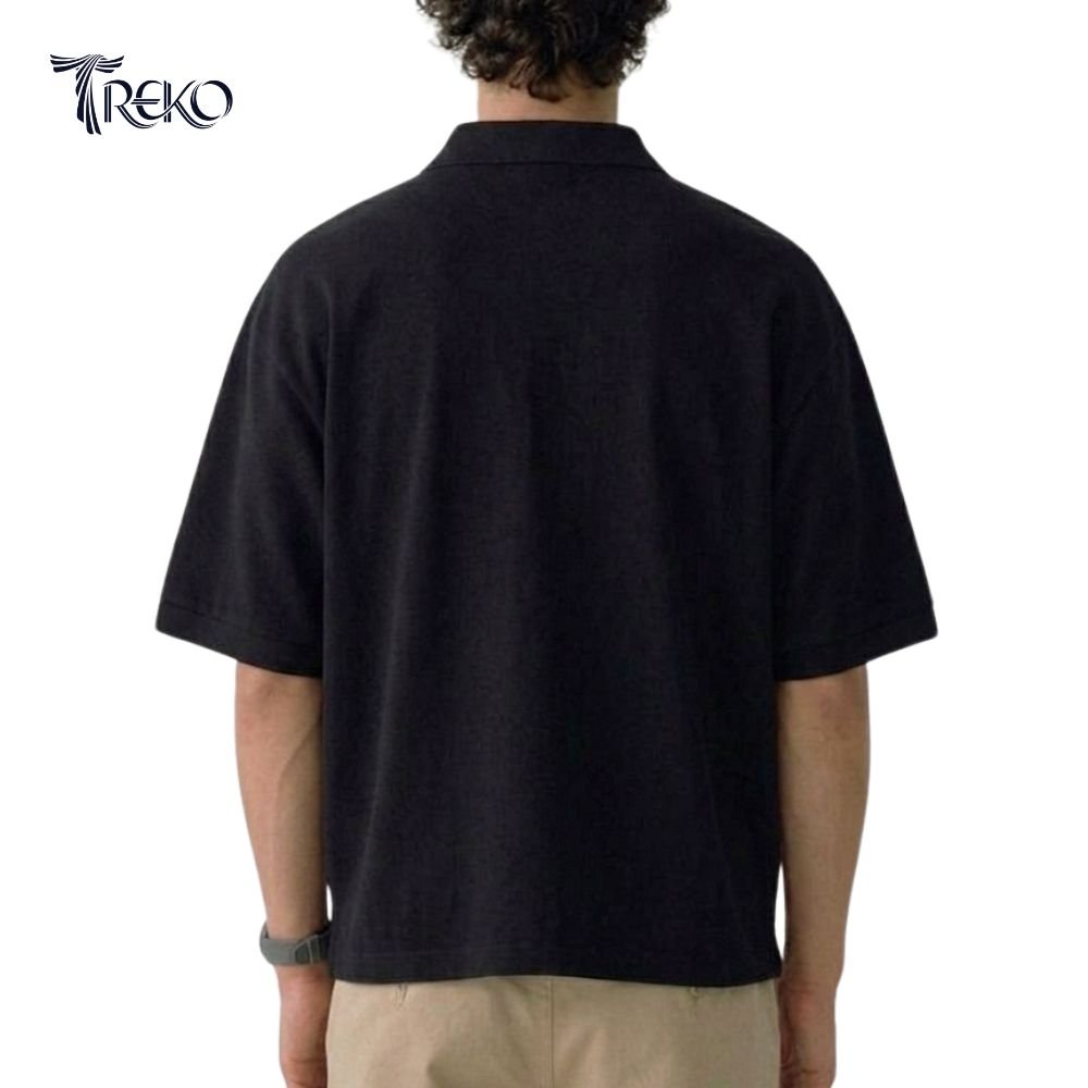 SOLID PK BOXY POLO - BLACK - Image 2