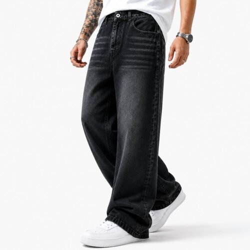 SHADOW BLACK STRAIGHT CUT DENIM PANTS