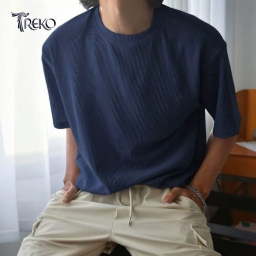 Alternative view of OVERSIZED DROP SHOULDER T-SHIRT – NAVY BLUE