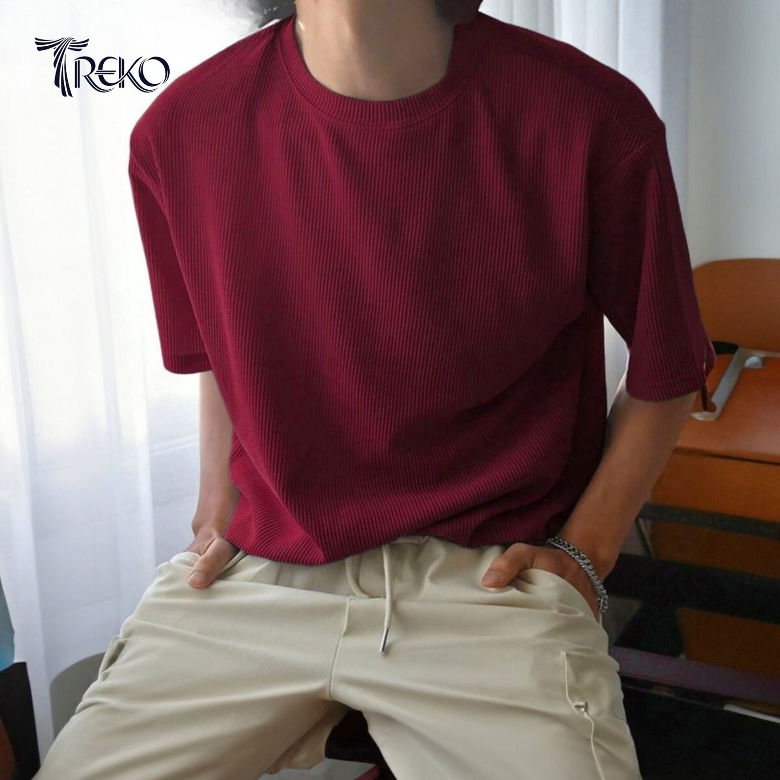 RIB SET - MAROON & OFF WHITE - Image 2