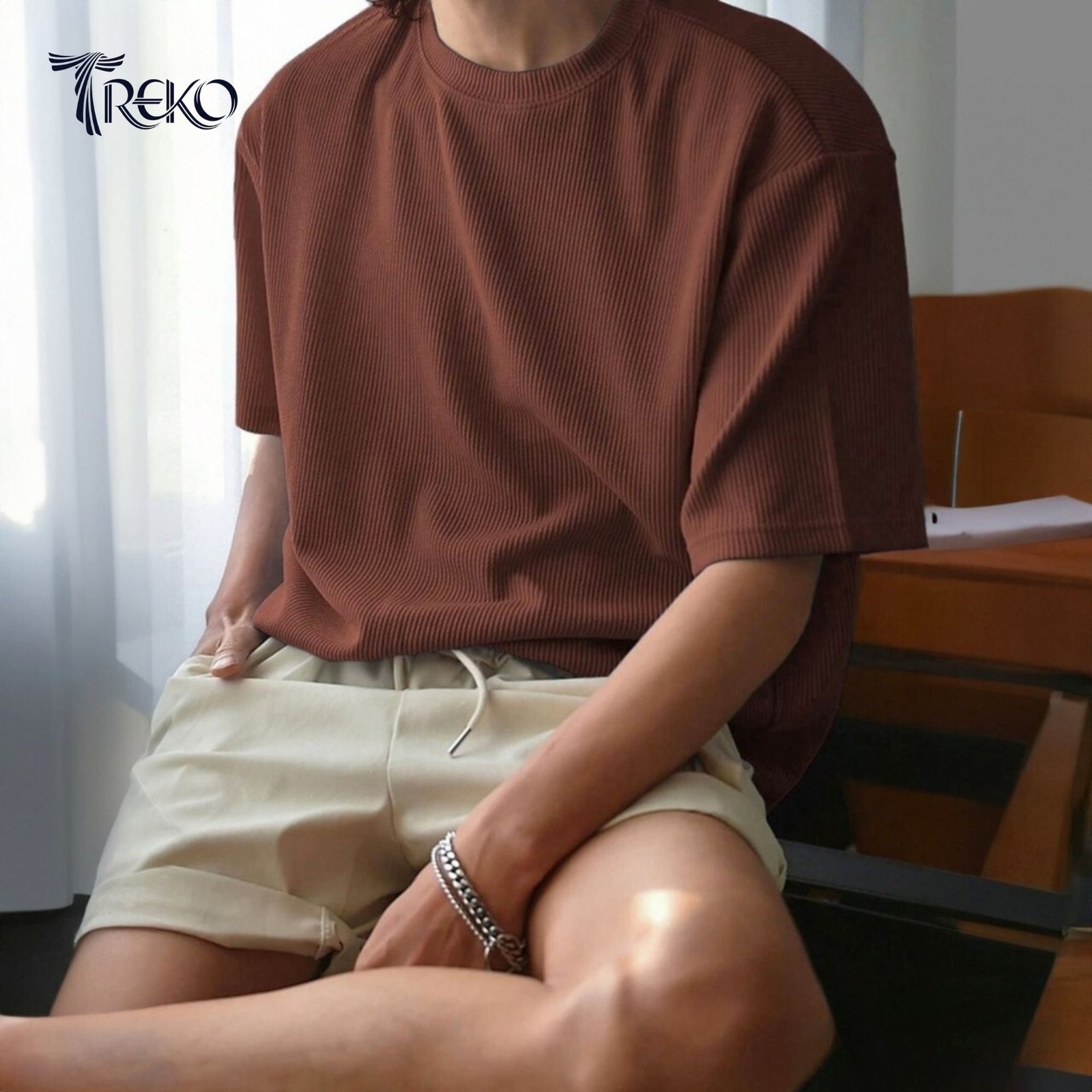 OVERSIZED DROP SHOULDER T-SHIRT – COFFEE - Image 2