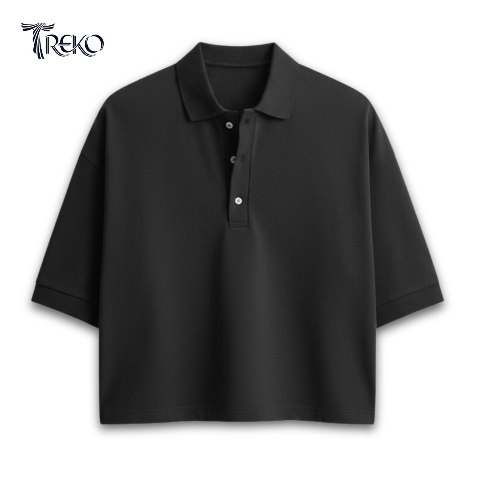 SOLID PK BOXY POLO - BLACK - Image 4