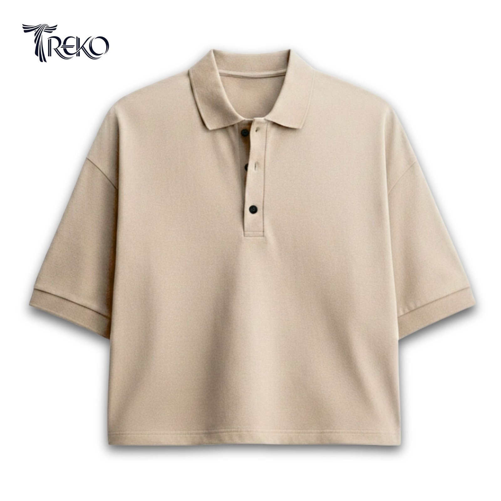 SOLID PK BOXY POLO - BEIGE - Image 4