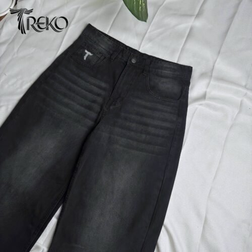 SHADOW BLACK STRAIGHT CUT DENIM PANTS - Image 5