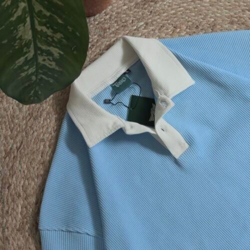 Alternative view of OVERSIZED WAFFLE POLO SKY BLUE