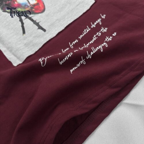 HEART OF DEFIANCE PATCH TEE MAROON - Image 4